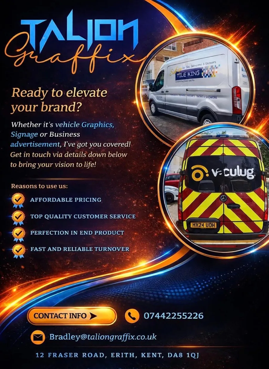 Talion Graffix company flyer – vehicle graphics, signage, digital printing, banners, magnetics, business cards and flyers by Bradley Hardy